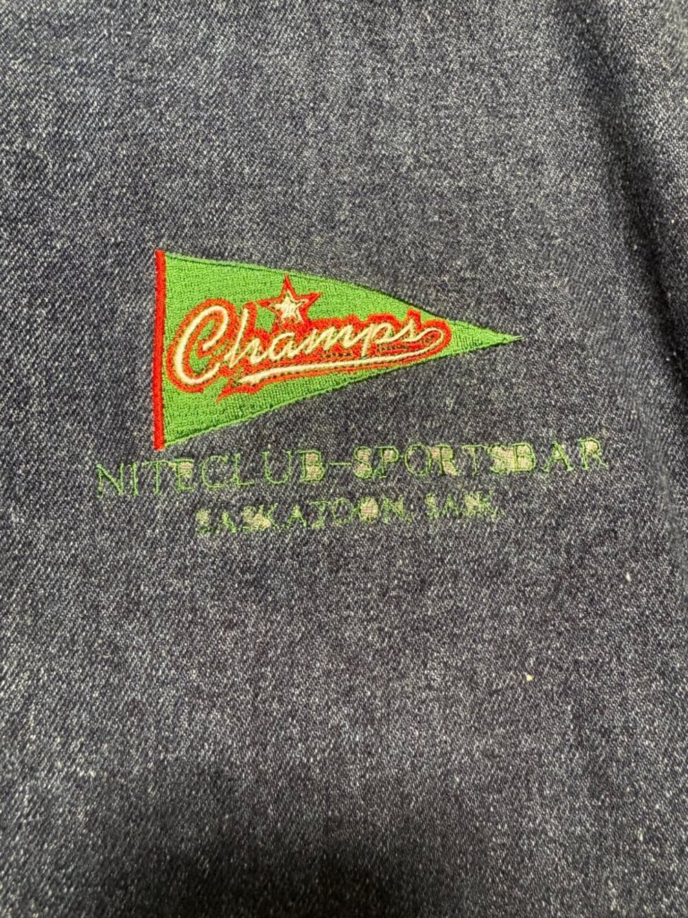 Western Concepts H.H.C.O. Vintage Denim Varsity Jacket - Champs Embroidery - Picture 3 of 4